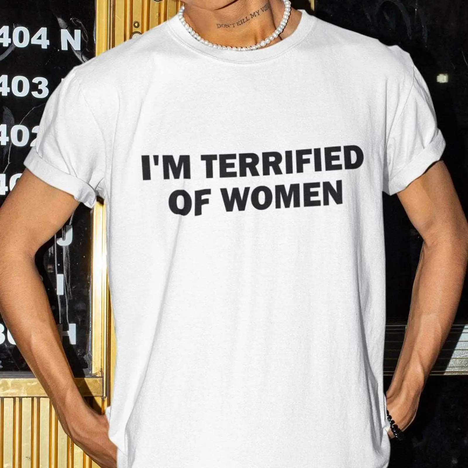 Women'S Fashion Edgy - 私は女性が恐れている Tシャツ 面白いミーム エッジの効いたユーモア 男性用 ヴィンテージ