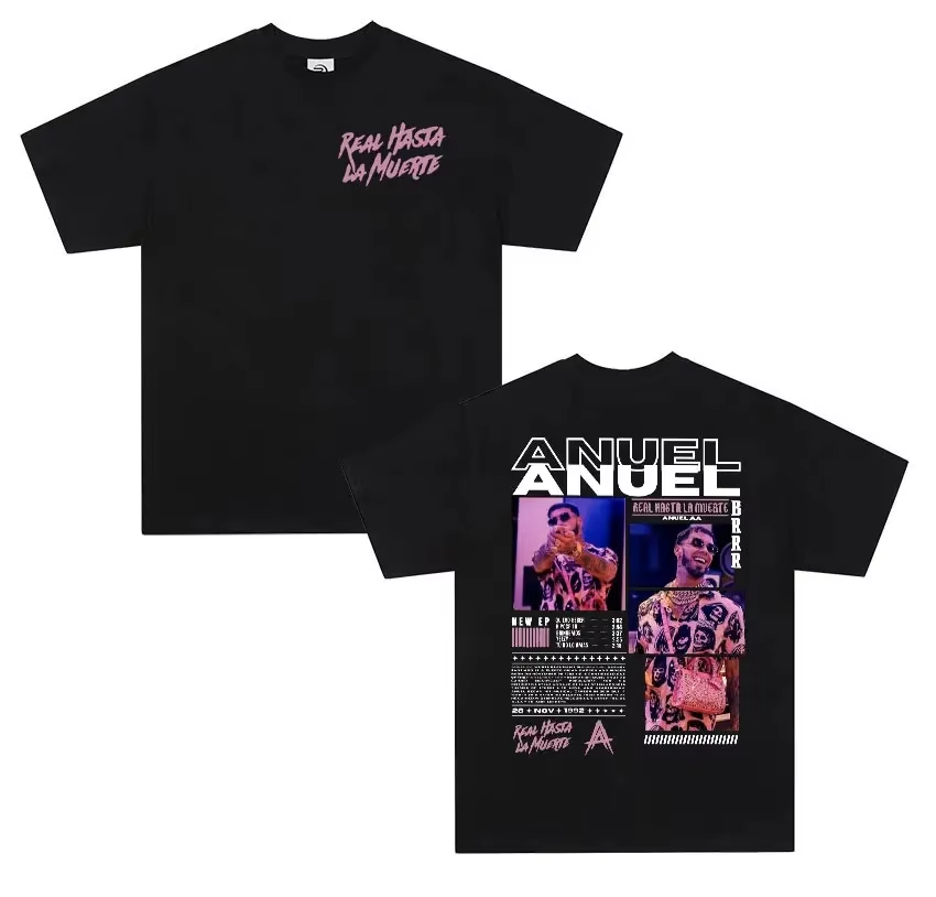 Women'S Real Y2K Fashion - ラッパー ANUEL AA リアルハスタラムエルテツアー Tシャツ男性女性レトロ特大 Y2k