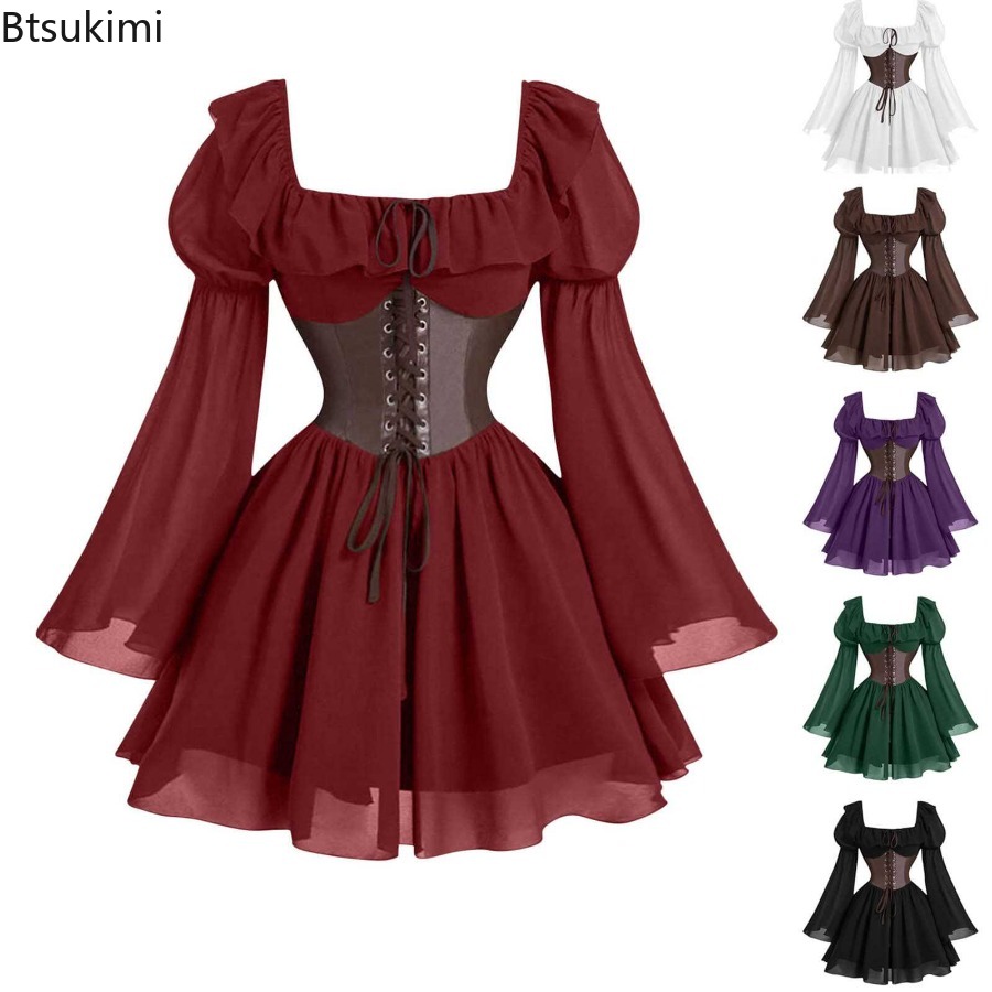 Women'S Fashion Renaissance Period - 中世ドレス ルネサンス時代 中世風 長袖 レディース バルーンスリーブ