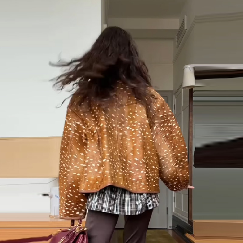 レトロトレンディショートジャケットラペルジッパーポルカドット - Women'S Fashion Edgy のレビューと価格