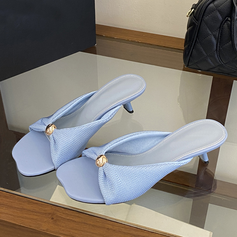 Liyke 夏スリッパ女性ファッション金属装飾スクエアトゥロ - Women'S Fashion Designer Clothes のレビューと価格