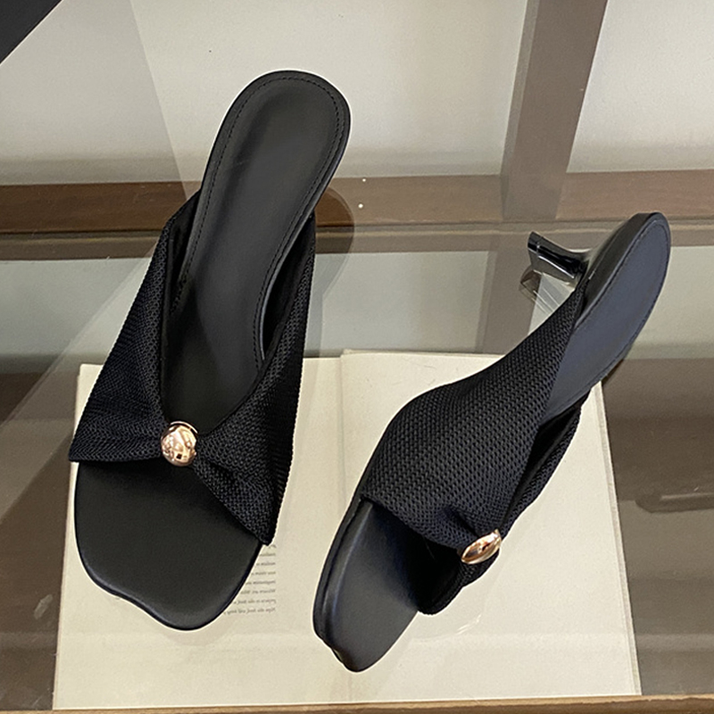 Liyke 夏スリッパ女性ファッション金属装飾スクエアトゥロ - Women'S Fashion Designer Clothes のレビューと価格