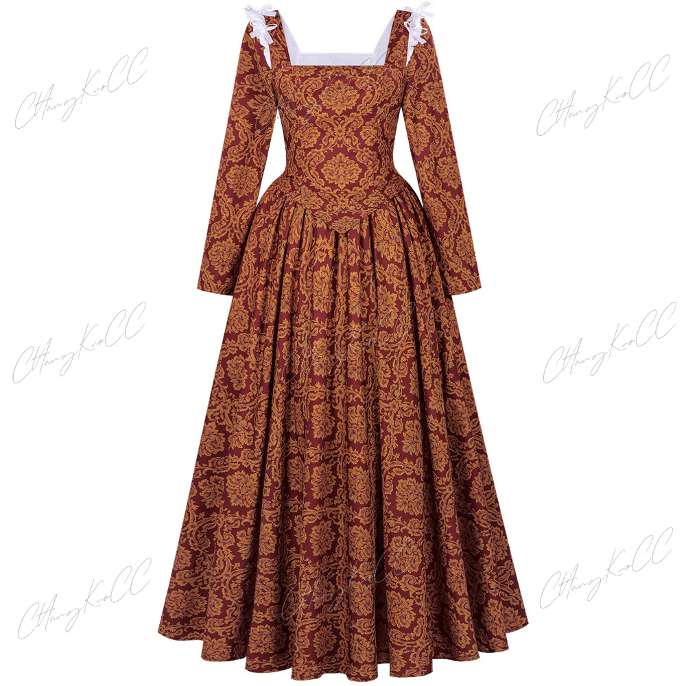 ルネッサンス時代中世風新作長袖レディースロングスリーブドレス - Women'S Fashion Renaissance Period のレビューと価格