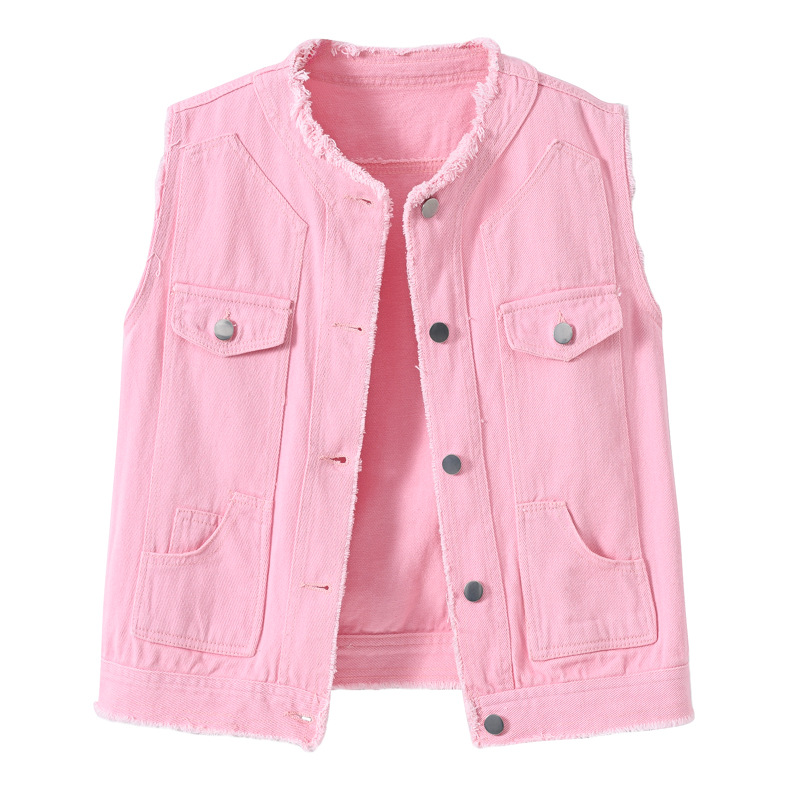 レディーススリムフィットノースリーブデニムベスト、ラウンドネ - Women Fashion Vest のレビューと価格