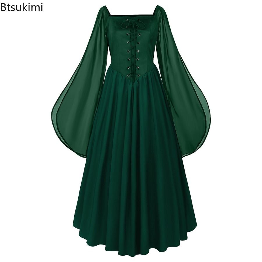 中世ドレス ルネサンス時代 スプリットフレアスリーブガウン  - Women'S Fashion Renaissance Period のレビューと価格