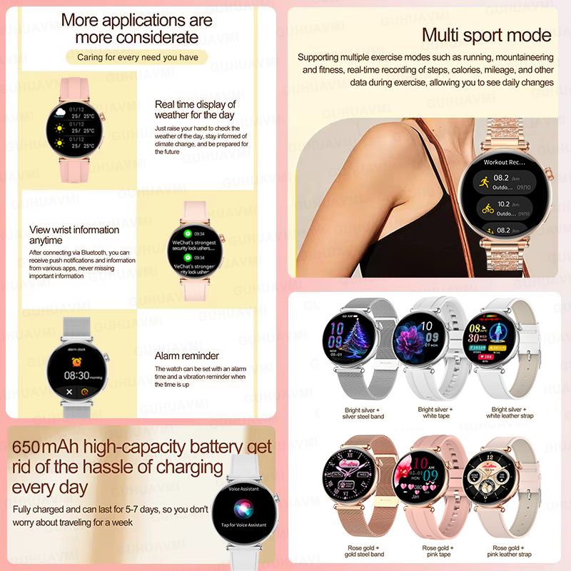 女性向け1.27インチスマートウォッチ、健康ECG、スポーツ - Women'S Fashion Retailers のレビューと価格