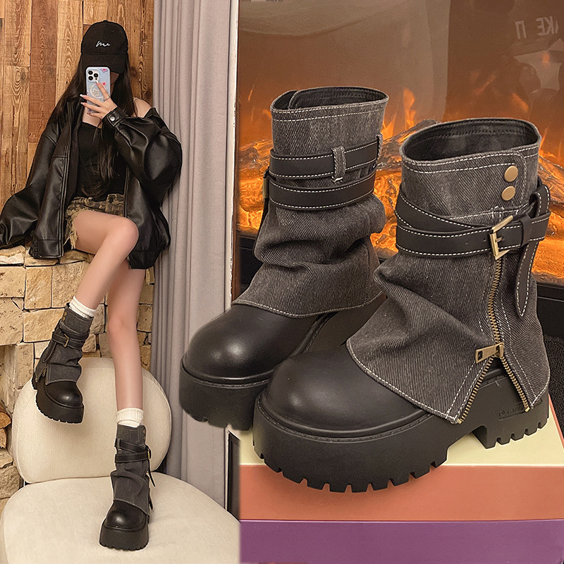 女性のためのアンクルブーツカウボーイフラットプラットフォーム - Women'S Fashion Designer Clothes のレビューと価格