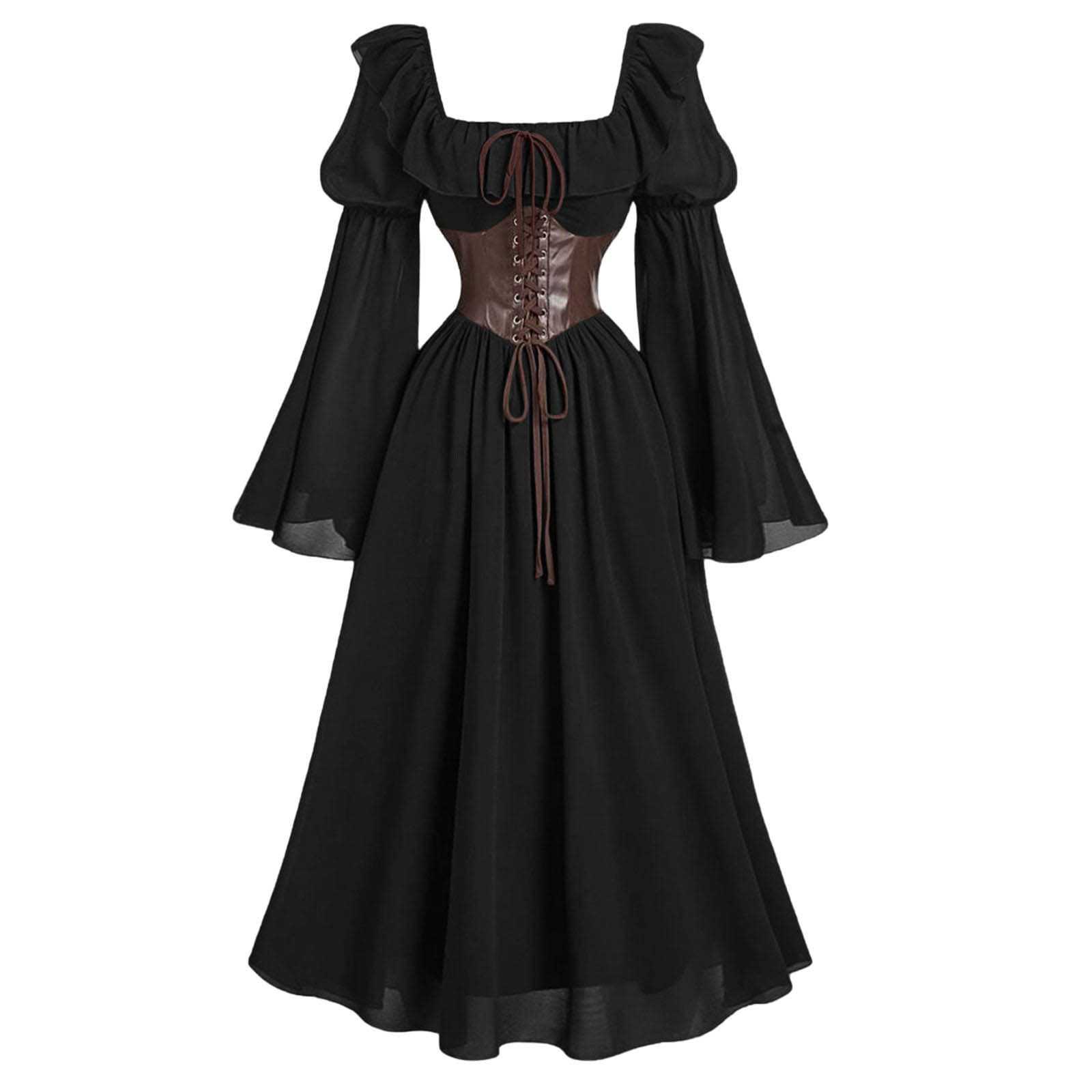 ルネッサンス時代中世長袖女性のバブルスリーブロングドレスハロ - Women'S Fashion Renaissance Period のレビューと価格