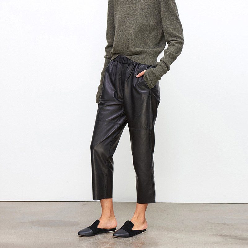 本革ハーレムパンツ女性リアルシープスキンパンツ高弾性ウエスト - Women'S Real Y2K Fashion のレビューと価格