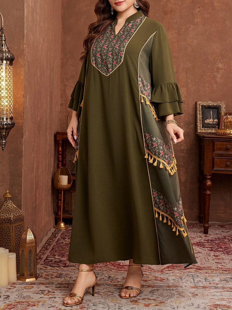 GIBSIE プラスサイズ エスニックスタイル プリント タ - Maxi Dress Boho のレビューと価格
